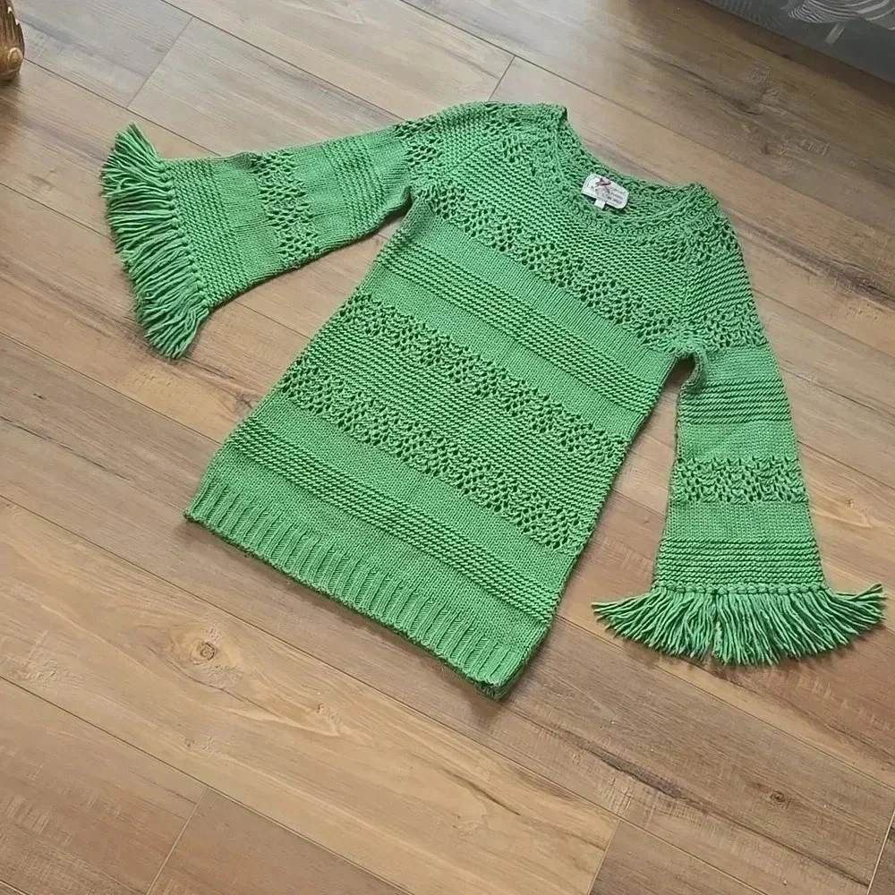 Green Women's knit Sweater mini dress